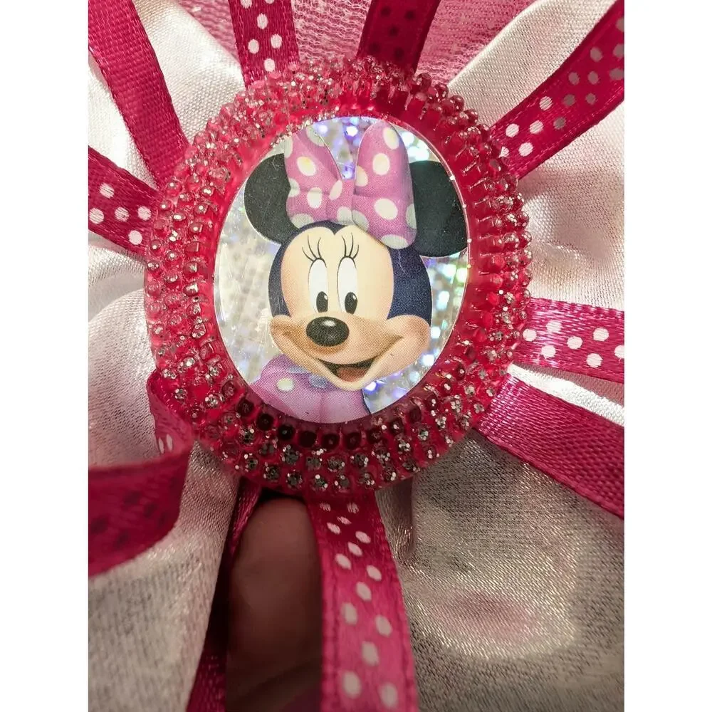Disney Store Minnie Mouse Pink White Princess Dress Halloween Costume Size S 4-6 - Picture 4 of 11